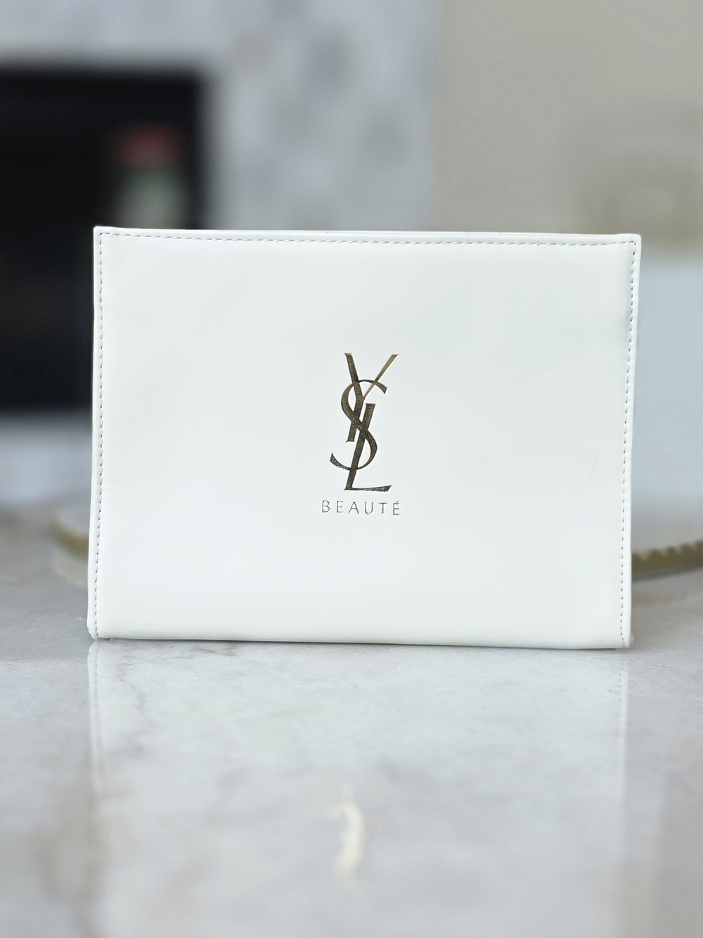 YSL Beaute Yves Saint Laurent Beauty White Flat Cosmetic Pouch
